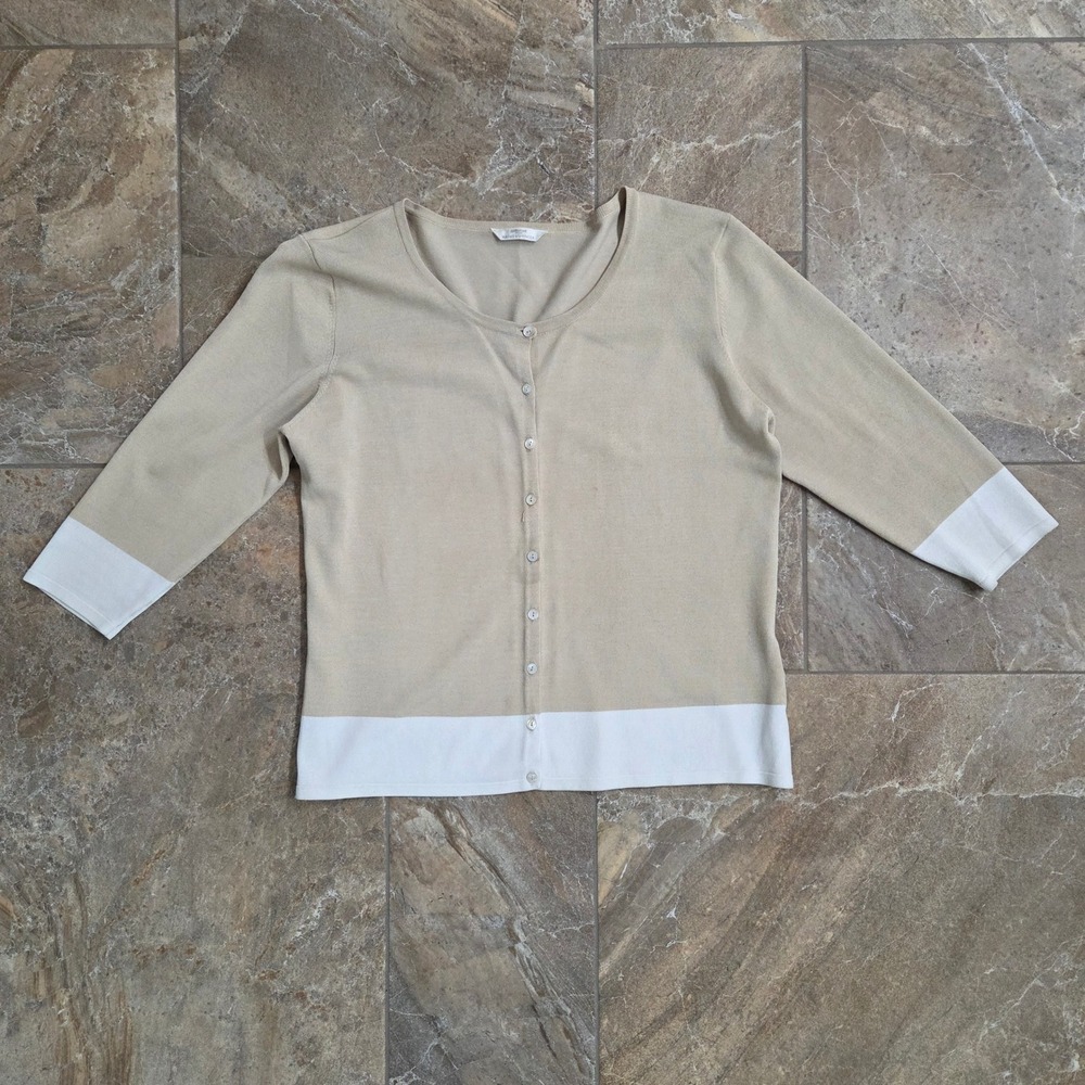 Marks & Spencer Cardigan Sweater Button‎ Front 3/4 Sleeve Color Block